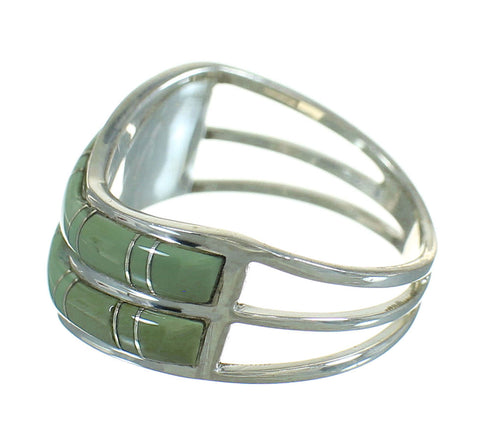 Turquoise Inlay Authentic Sterling Silver Jewelry Ring Size 5-3/4 RX85281